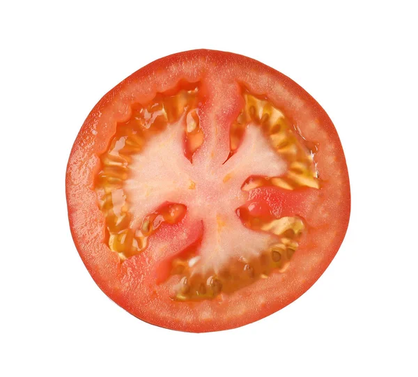 Rebanada de tomate para hamburguesa aislada en blanco — Foto de Stock