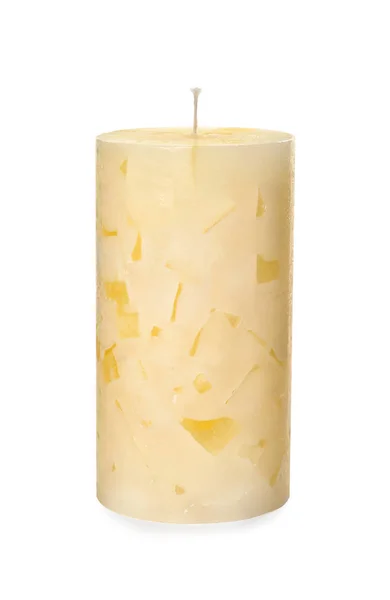 Ароматизированная восковая свеча на белом фоне — стоковое фото