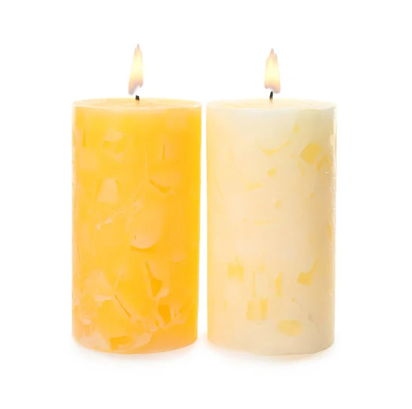 Alight Color Wax kaarsen op witte achtergrond — Stockfoto