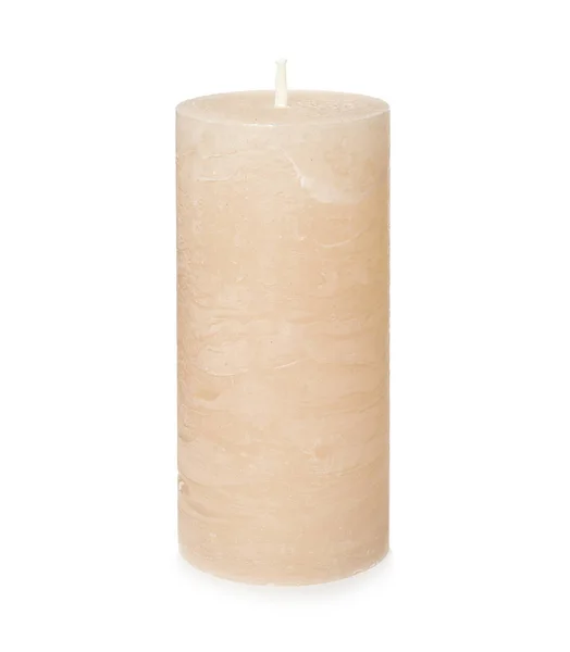 Jeden barevný vosková svíčka na bílém pozadí — Stock fotografie