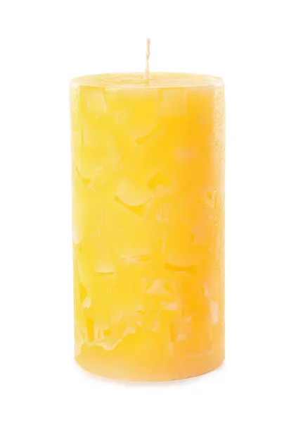Scented color wax candle on white background — Stock Photo, Image