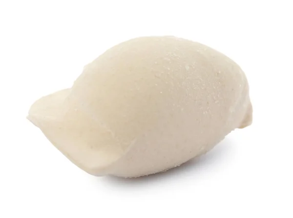 Raw dumpling with tasty filling on white background — Stock Photo, Image