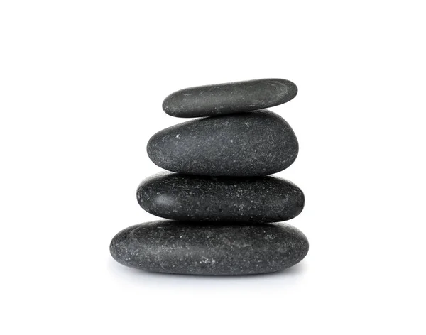 Stack of spa stones on white background — Stock Photo, Image