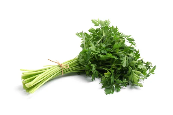 Bunch of fresh parsley isolated on white — Stok fotoğraf