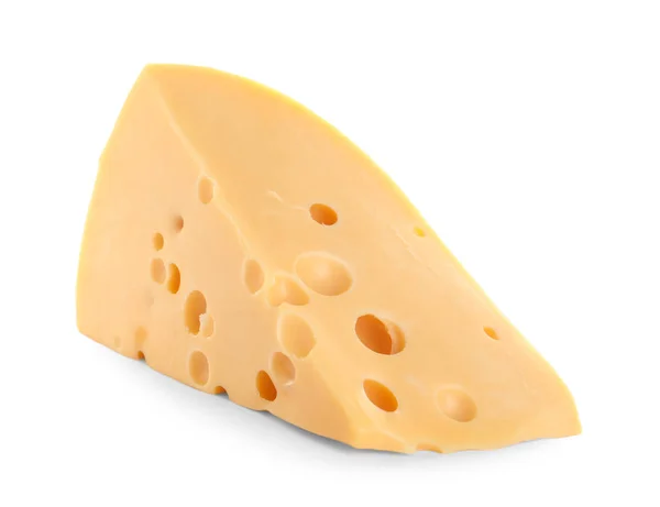 白い背景においしいチーズの一部 — ストック写真
