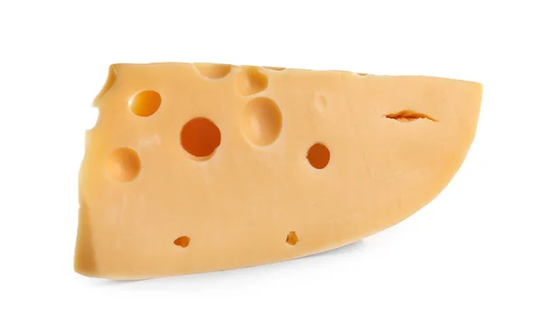 Κομμάτι από νόστιμο τυρί σε λευκό φόντο — Φωτογραφία Αρχείου