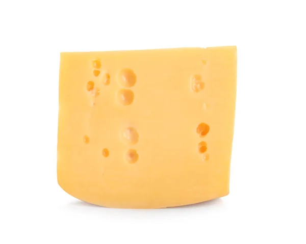 Pedazo de delicioso queso sobre fondo blanco —  Fotos de Stock