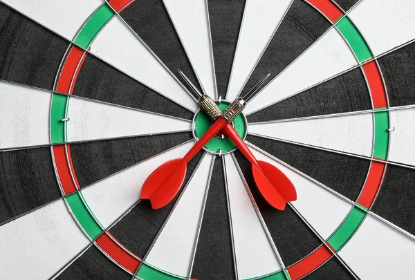 Dart board with color arrows, top view — Stock Photo, Image