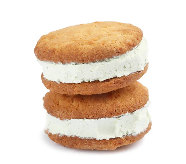 Γλυκά νόστιμα μπισκότα παγωτού σε λευκό φόντο — Φωτογραφία Αρχείου