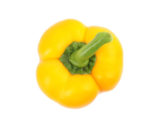 Ώριμη κίτρινη πιπεριά απομονωμένη σε λευκό, πάνω όψη — Φωτογραφία Αρχείου