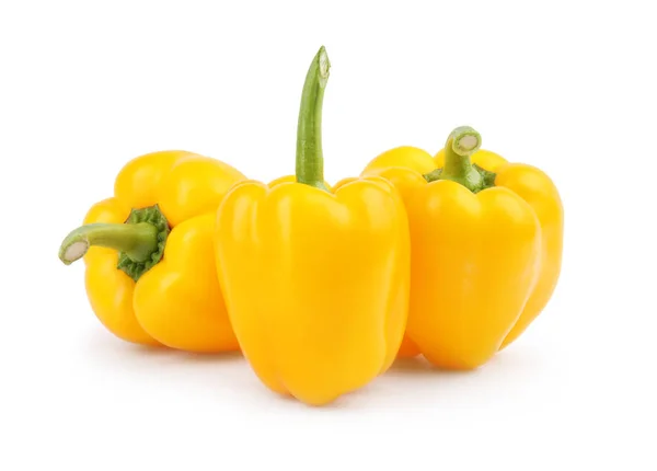 Ripe yellow bell peppers isolated on white — Stock Photo, Image