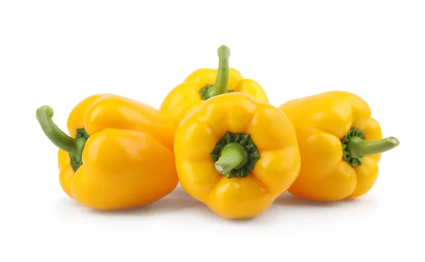 Ripe yellow bell peppers isolated on white — Stock Photo, Image