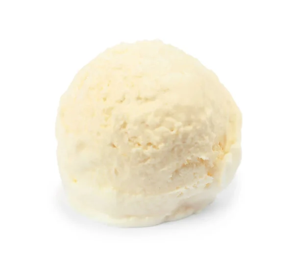 Delicioso sorvete de baunilha no fundo branco — Fotografia de Stock