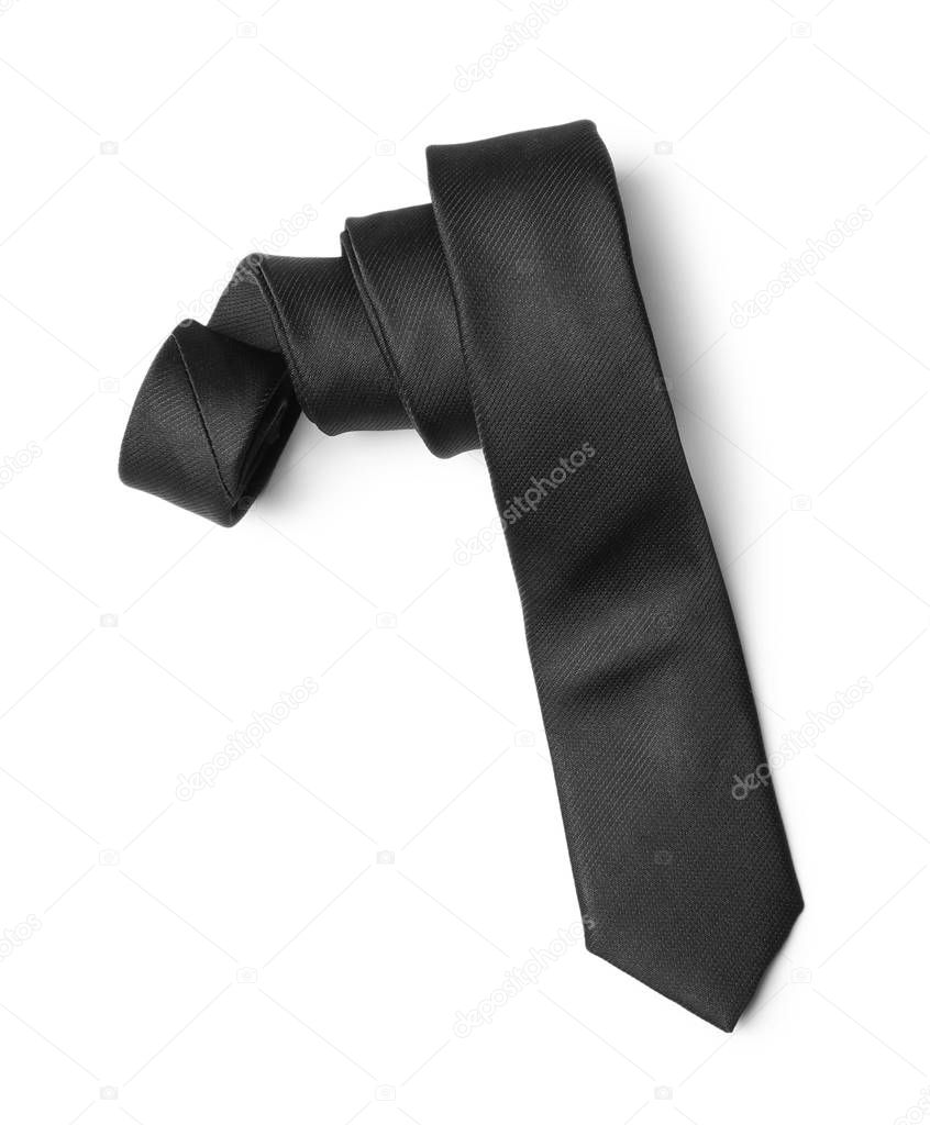 Classic black male necktie isolated on white