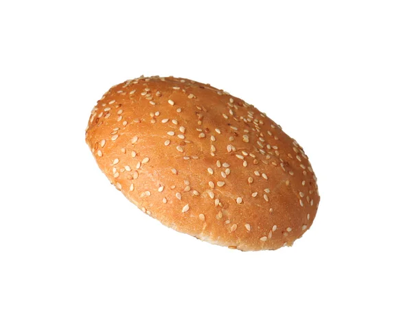 Metade do pão de hambúrguer grelhado isolado em branco — Fotografia de Stock