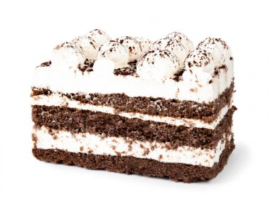 Taze lezzetli tiramisu kek beyaz izole