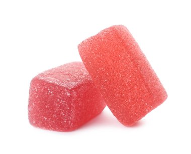 Beyaz arka planda parlak lezzetli jöle şekerler