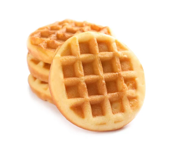 Deliciosos gofres para el desayuno sobre fondo blanco — Foto de Stock