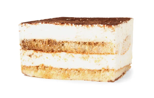 Classica torta tiramisù italiana isolata su bianco — Foto Stock