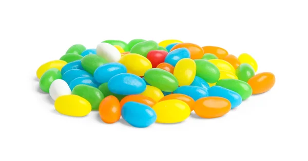 Delicious colorful jelly beans isolated on white — Stock Photo, Image