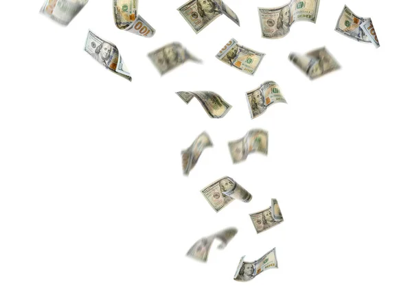 Conjunto de dinero cayendo sobre fondo blanco — Foto de Stock