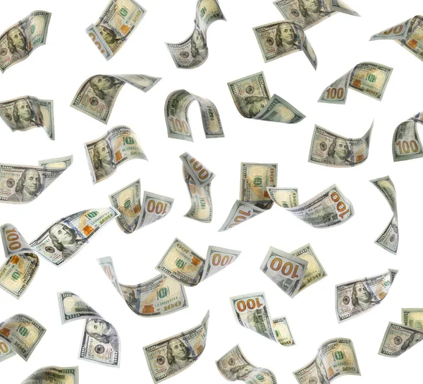 Set of flying money on white background — Stock Photo, Image
