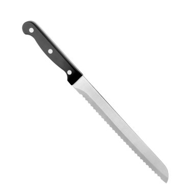 Beyaz üzerinde izole siyah kolu ile ekmek bıçağı