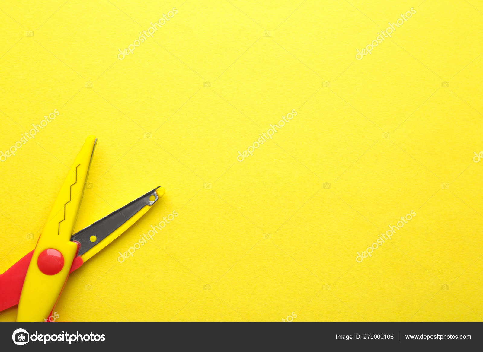 Decorative Edge Scissors On Color Background Top View Space For