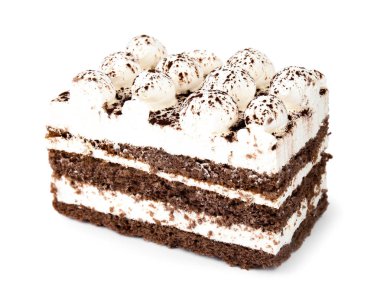 Taze lezzetli tiramisu kek beyaz izole