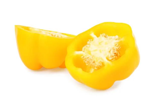 Halves of yellow bell pepper isolated on white — Stock Photo, Image