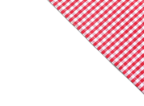 Klassisk röd rutig bordsduk isolerad på vit, uppifrån — Stockfoto