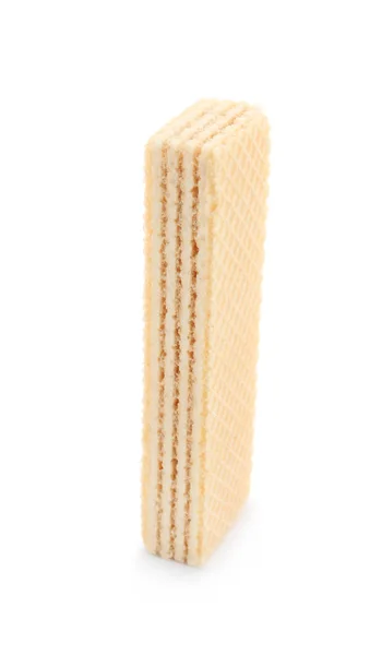 Delicioso wafer crocante no fundo branco. Comida doce — Fotografia de Stock