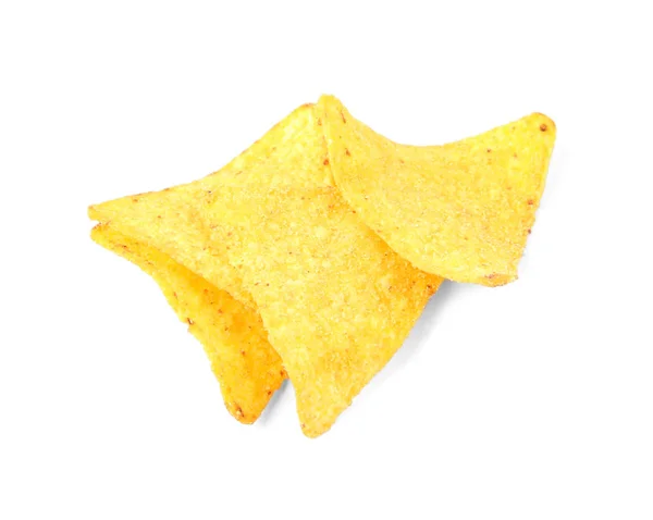 Tasty Mexican nachos chips on white background — Stock Photo, Image