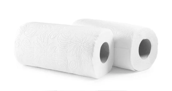 Rotoli di asciugamani di carta su sfondo bianco — Foto Stock