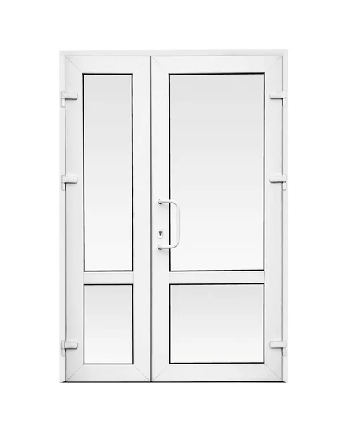 Moderna porta esterna in PVC su sfondo bianco — Foto Stock