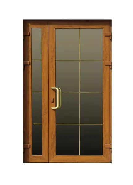 Nowoczesne zewnętrzne drzwi PCV na białym tle — Zdjęcie stockowe