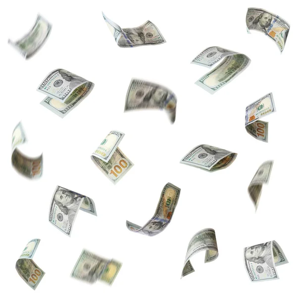 Set of falling money on white background — Stock Photo, Image