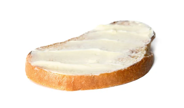 Φέτα ψωμί με βούτυρο απομονωμένο σε λευκό — Φωτογραφία Αρχείου