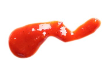 Beyaz arka planda lezzetli domates sosu, üst görünümü