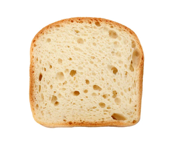 Felie de pâine de grâu izolată pe alb, vedere de sus — Fotografie, imagine de stoc