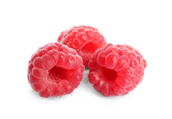 Delicious ripe sweet raspberries isolated on white — Stock Photo, Image