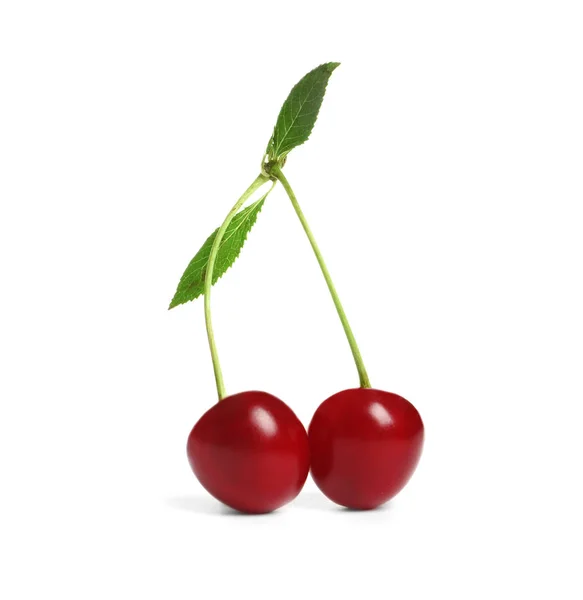 Delicious ripe sweet cherries on white background — Stock Photo, Image
