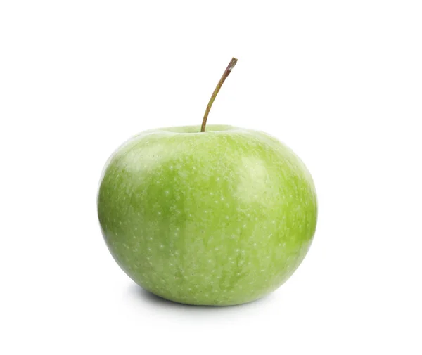 Свежее спелое зеленое яблоко на белом фоне — стоковое фото