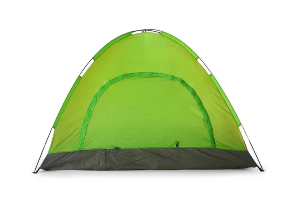 Bekväm grön camping tält på vit bakgrund — Stockfoto