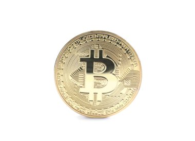 Parlak bitcoin beyaz izole. Dijital para birimi