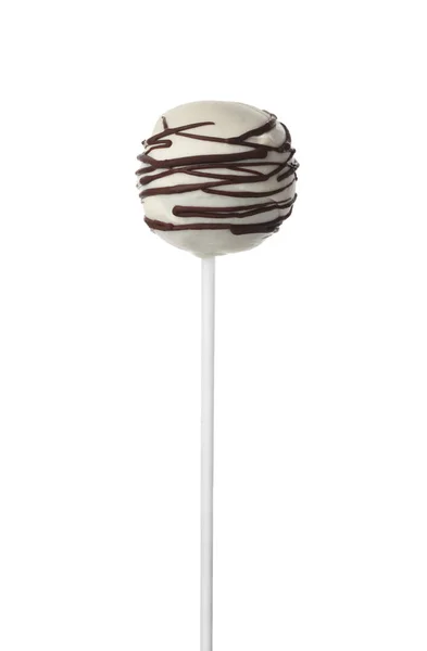 Tasty cake pop decorated with chocolate isolated on white — Stock Photo, Image
