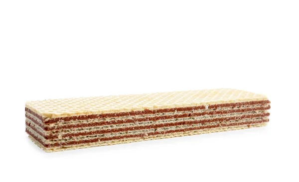 Delicious crispy wafer on white background. Sweet food — Stock Photo, Image