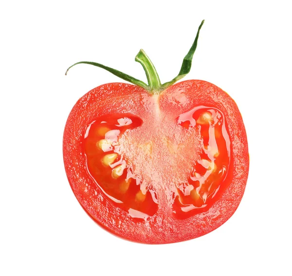 Die Hälfte der frischen Kirschtomaten isoliert auf weiß — Stockfoto