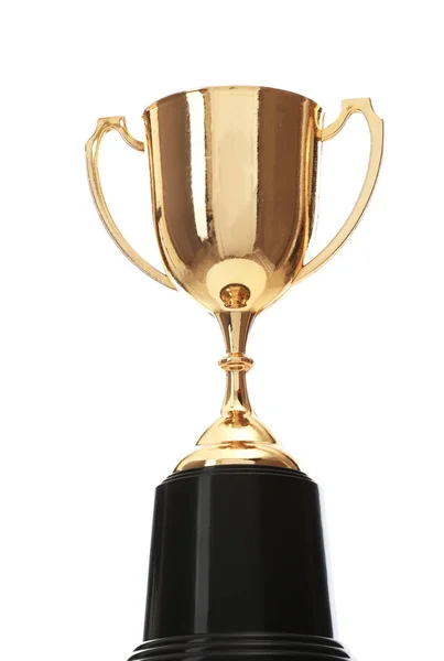 Shiny gold cup on white background. Winner's trophy — Stock Photo, Image