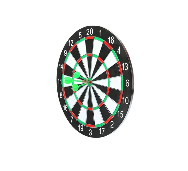 Dart board with color arrows hitting target — Stock Photo, Image